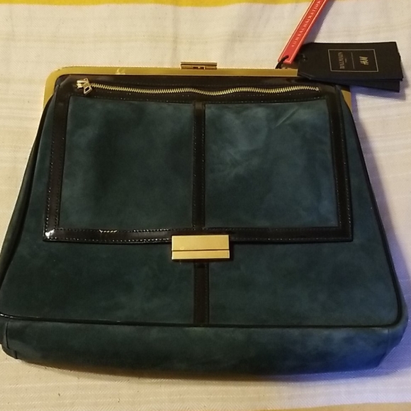 H&M Handbags - Balmain for H&M Green Suede Handbag